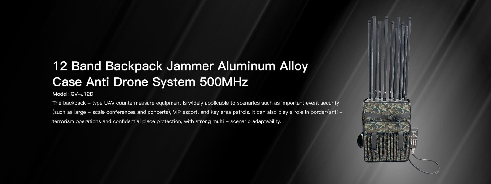 Drone Jamming Backpack-type Equipment - 12 Bands (Metal)